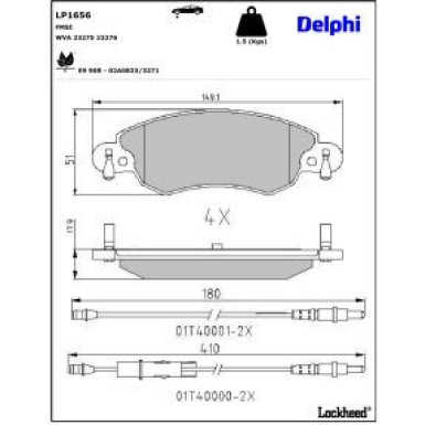 Delphi Bremsbelagsatz, Scheibenbremse LP1656