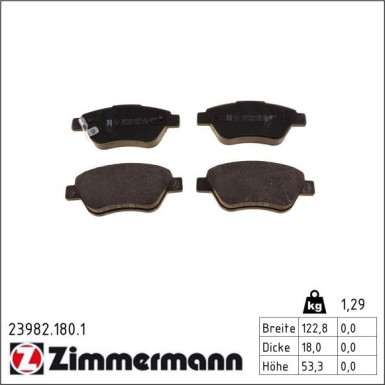Zimmermann Bremsbelagsatz, Scheibenbremse 23982.180.1