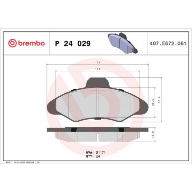 Brembo | Bremsbelagsatz, Scheibenbremse | P 24 029