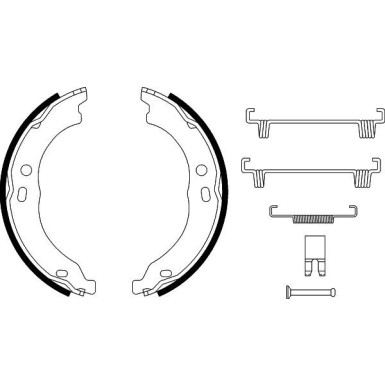 Hella | Bremsbackensatz, Feststellbremse | 8DA 355 050-751
