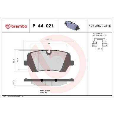 Brembo Bremsbelagsatz, Scheibenbremse PRIME LINE P 44 021