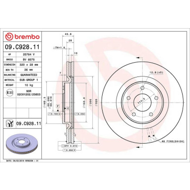 Brembo Bremsscheibe PRIME LINE - UV Coated 09.C928.11