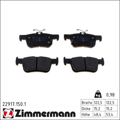Zimmermann Bremsbelagsatz, Scheibenbremse 22917.150.1