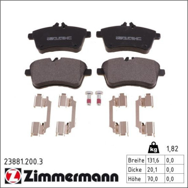 Zimmermann Bremsbelagsatz, Scheibenbremse 23881.200.3