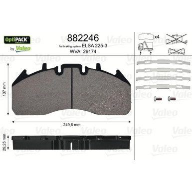 Valeo | Bremsbelagsatz, Scheibenbremse | 882246