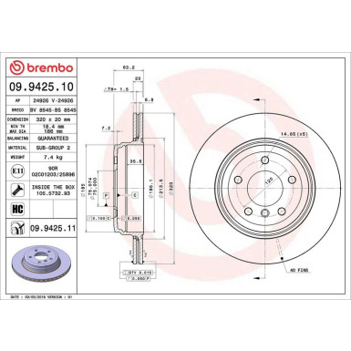 Brembo Bremsscheibe PRIME LINE - UV Coated 09.9425.11