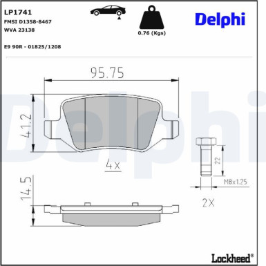 LP1741 Bremsbelagsatz, Scheibenbremse