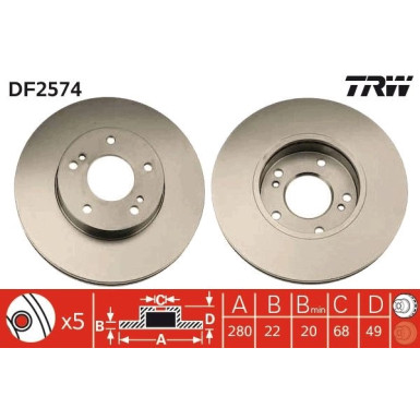 TRW | Bremsscheibe | DF2574