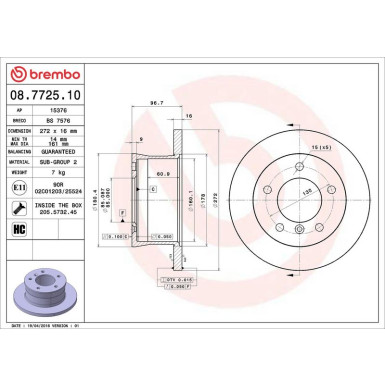 2 x BREMBO Bremsscheibe | 08.7725.10