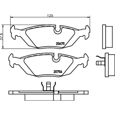 Hella | Bremsbelagsatz, Scheibenbremse | 8DB 355 006-041