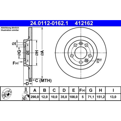 ATE | Bremsensatz, Scheibenbremse | 24.0112-0162.1 + 13.0460-2893.2