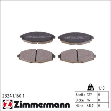 Zimmermann Bremsbelagsatz, Scheibenbremse 23241.160.1