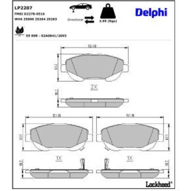 Delphi Bremsbelagsatz, Scheibenbremse LP2207