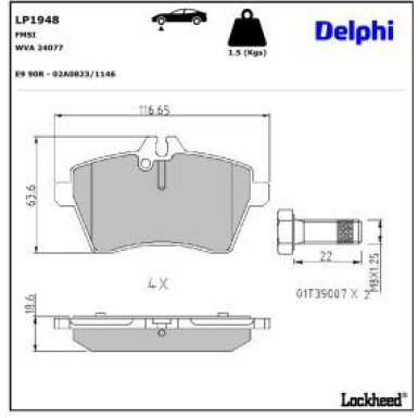 Delphi Bremsbelagsatz, Scheibenbremse LP1948
