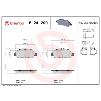 Brembo Bremsbelagsatz, Scheibenbremse PRIME LINE P 24 209
