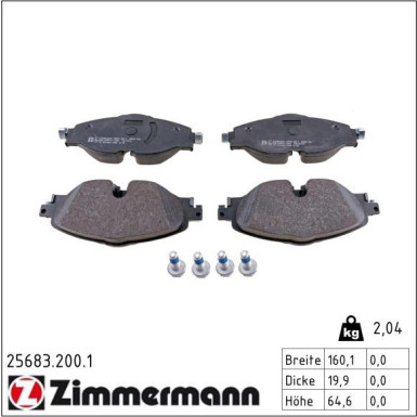 Zimmermann Bremsbelagsatz, Scheibenbremse 25683.200.1 Zimmermann Bremsbelagsatz, Scheibenbremse 25683.200.1
