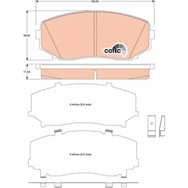 TRW Bremsbelagsatz, Scheibenbremse COTEC GDB3471