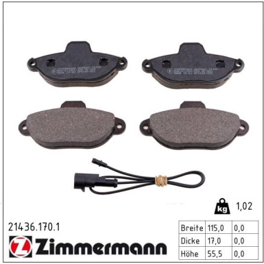 Zimmermann Bremsbelagsatz, Scheibenbremse 21436.170.1