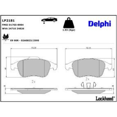 Delphi Bremsbelagsatz, Scheibenbremse LP2181