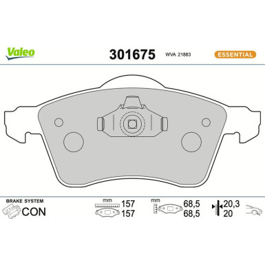 Valeo | Bremsbelagsatz, Scheibenbremse | 301675