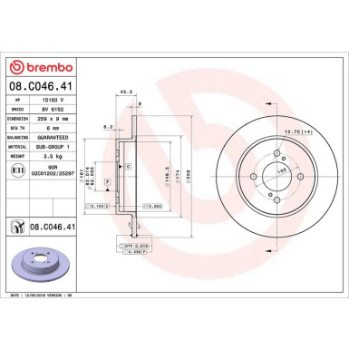 08.C046.41 Bremsscheibe PRIME LINE - UV Coated