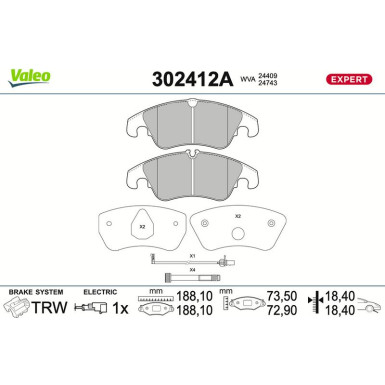 302412A Bremsbelagsatz, Scheibenbremse EXPERT