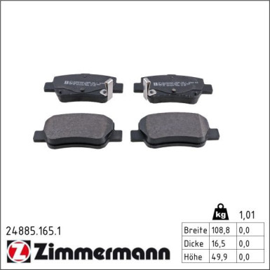 Zimmermann Bremsbelagsatz, Scheibenbremse 24885.165.1