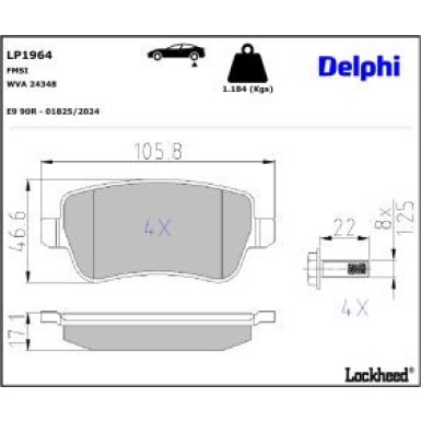 Delphi Bremsbelagsatz, Scheibenbremse LP1964