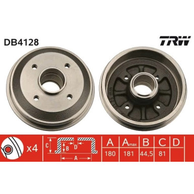 TRW | Bremstrommel | DB4128