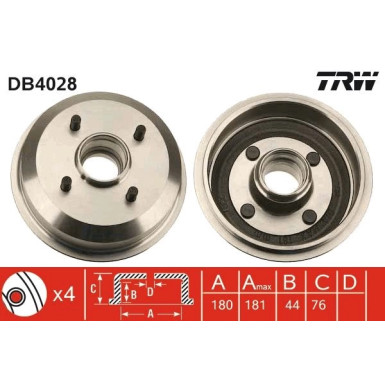 TRW | Bremstrommel | DB4028