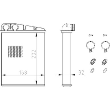 NRF Wärmetauscher, Innenraumheizung ohne Rohr EASY FIT 54410
