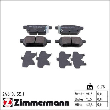 Zimmermann Bremsbelagsatz, Scheibenbremse 24610.155.1