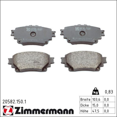 Zimmermann Bremsbelagsatz, Scheibenbremse 20582.150.1