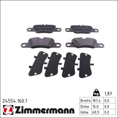 Zimmermann Bremsbelagsatz, Scheibenbremse 24554.160.1 Zimmermann Bremsbelagsatz, Scheibenbremse 24554.160.1