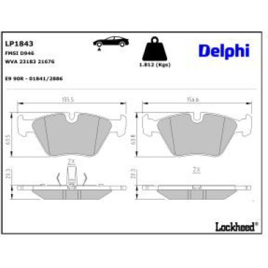 Delphi Bremsbelagsatz, Scheibenbremse LP1843