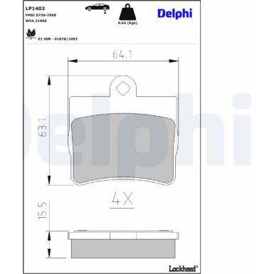 LP1402 Bremsbelagsatz, Scheibenbremse