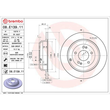 08.E139.11 Bremsscheibe PRIME LINE - UV Coated