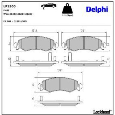 Delphi Bremsbelagsatz, Scheibenbremse LP1500