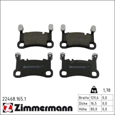 Zimmermann Bremsbelagsatz, Scheibenbremse 22468.165.1 Zimmermann Bremsbelagsatz, Scheibenbremse 22468.165.1