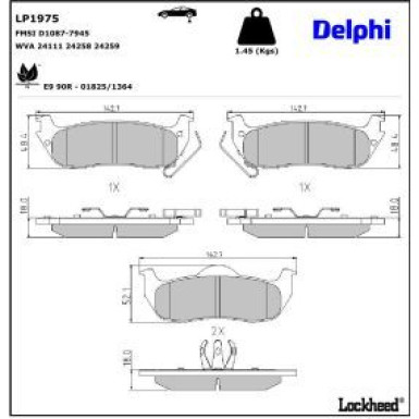 Delphi Bremsbelagsatz, Scheibenbremse LP1975