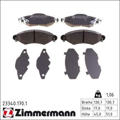 Zimmermann Bremsbelagsatz, Scheibenbremse 23340.170.1