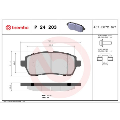 Brembo Bremsbelagsatz, Scheibenbremse PRIME LINE P 24 203