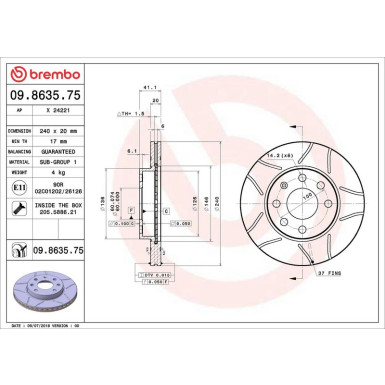 09.8635.75 Bremsscheibe XTRA LINE - Max