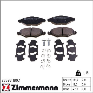 Zimmermann Bremsbelagsatz, Scheibenbremse 23598.180.1