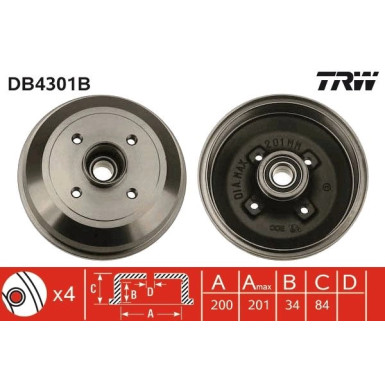 TRW | Bremstrommel | DB4301B