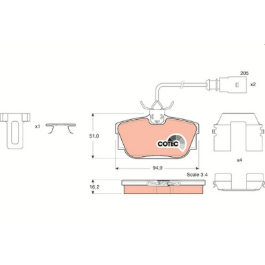 GDB1326 Bremsbelagsatz, Scheibenbremse COTEC