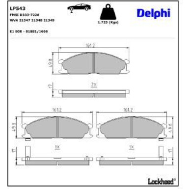 Delphi Bremsbelagsatz, Scheibenbremse LP543