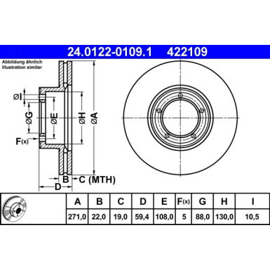 2 x ATE Bremsscheibe | 24.0122-0109.1