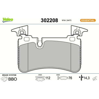 Valeo | Bremsbelagsatz, Scheibenbremse | 302208