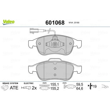 Valeo | Bremsbelagsatz, Scheibenbremse | 601068